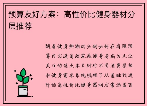 预算友好方案：高性价比健身器材分层推荐