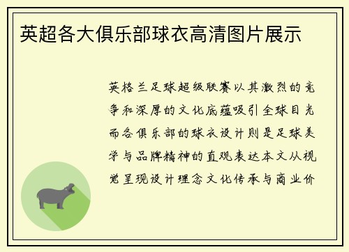 英超各大俱乐部球衣高清图片展示